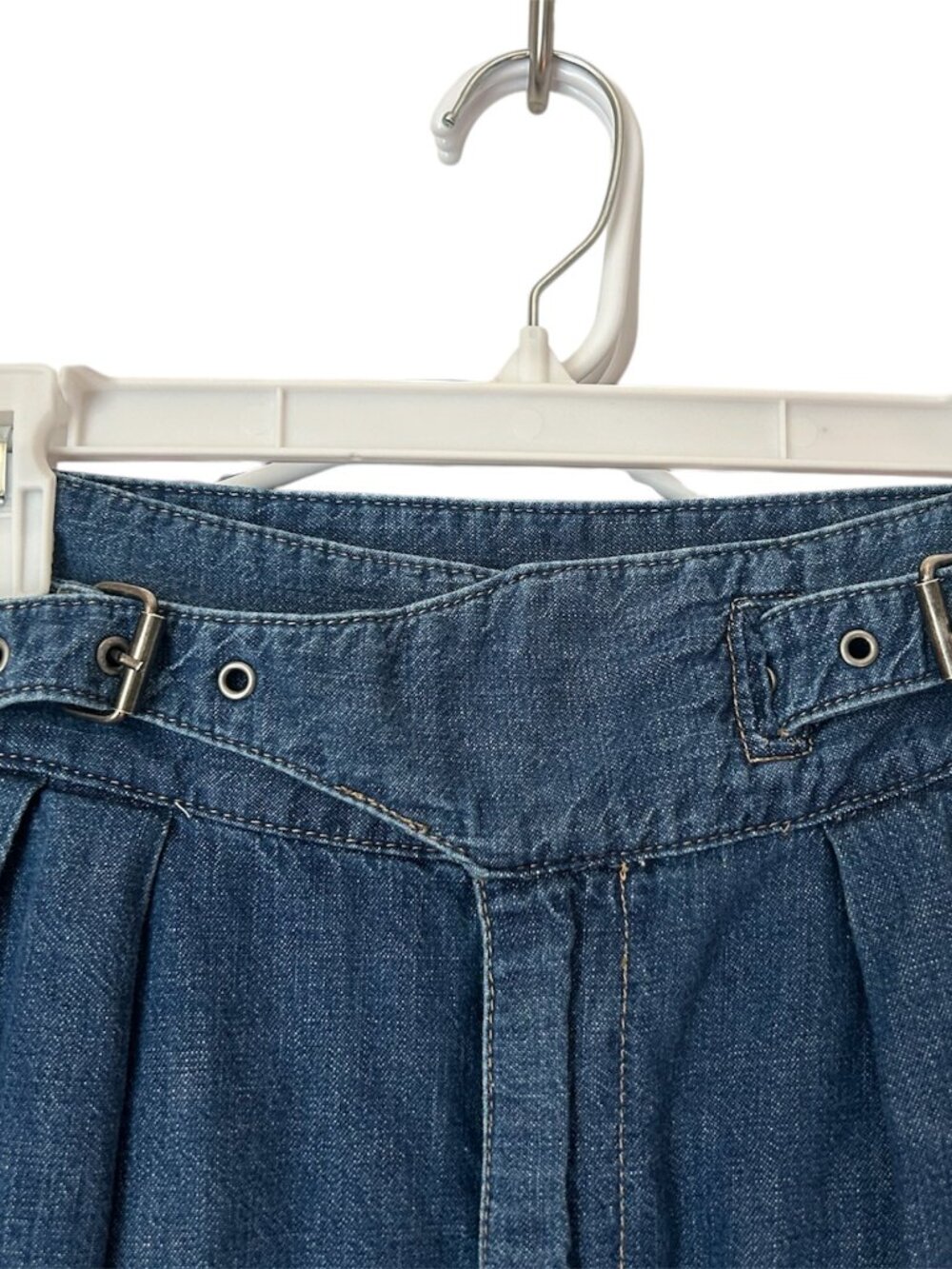Lauren Ralph Lauren Denim Trouser Pants Womens 8 High Rise Pleated Wide Leg Crop - Picture 4 of 11